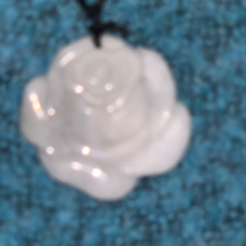 NEW real jade carved rose pendant type A woven necklace white color untreated